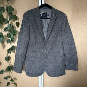 Move Digel Abraham Moon England 100% Wool Tweed Blazer UK38L US 40L Black